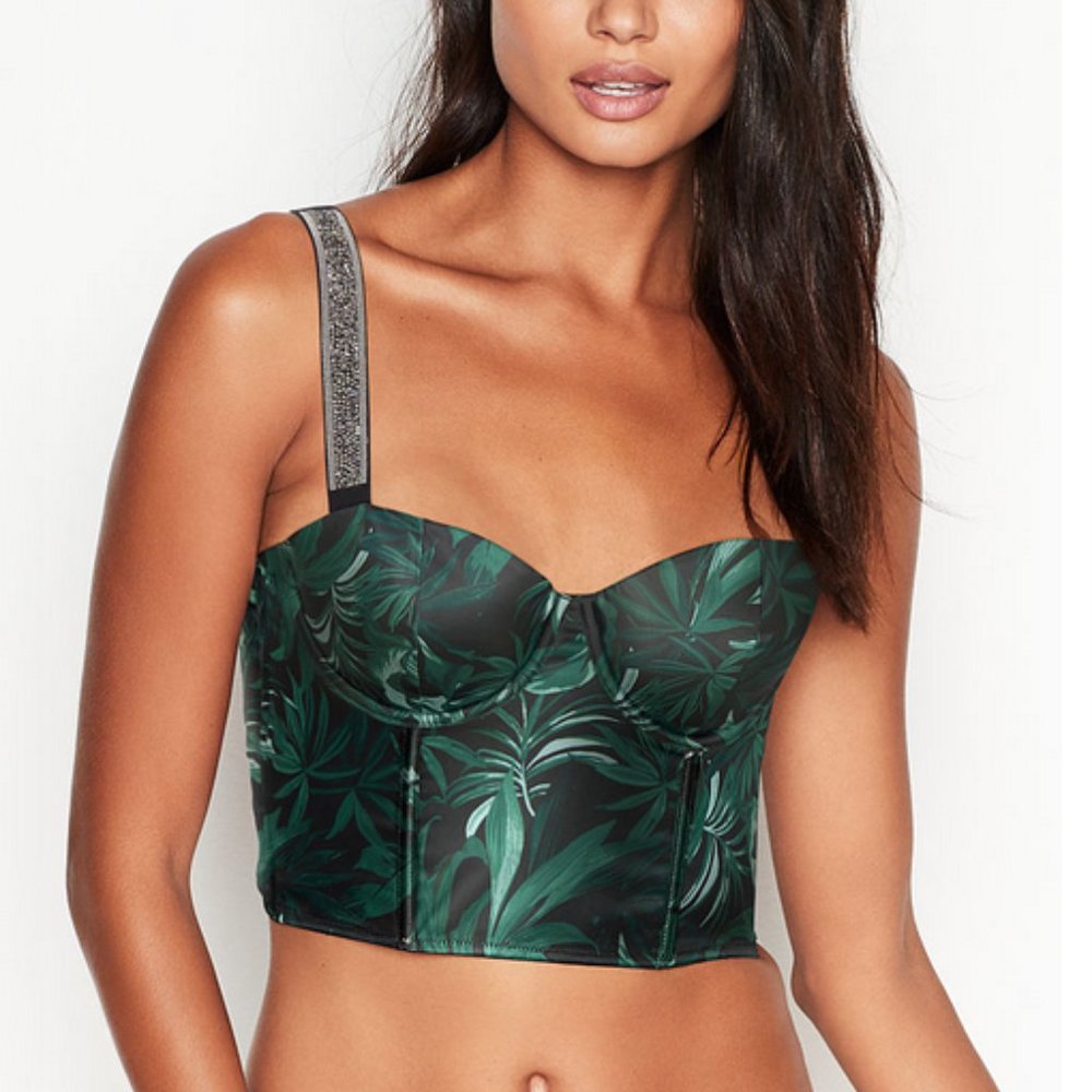 VS - 32C Jeweled Green Palm Lightly Lined Bustier
